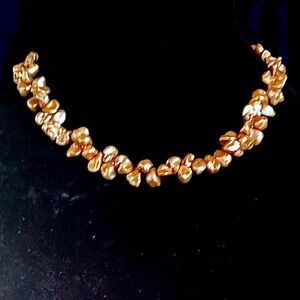 SHOJ Golden Baroque Freshwater Cultured Pearls with Classic Oval 10K Gold Clasp